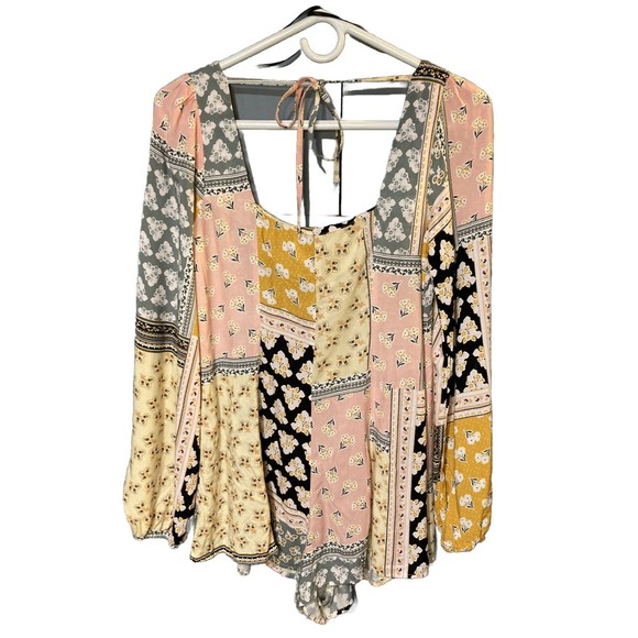 Forever 21 Women's Multicolor Long Sleeve Blouse Romper Floral Size Small EUC‎ - Picture 4 of 9